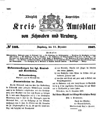 Königlich Bayerisches Kreis-Amtsblatt von Schwaben und Neuburg Mittwoch 18. Dezember 1867