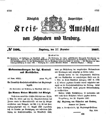 Königlich Bayerisches Kreis-Amtsblatt von Schwaben und Neuburg Freitag 27. Dezember 1867