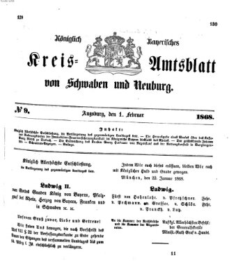 Königlich Bayerisches Kreis-Amtsblatt von Schwaben und Neuburg Samstag 1. Februar 1868