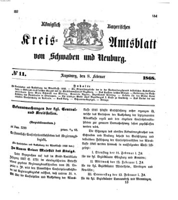 Königlich Bayerisches Kreis-Amtsblatt von Schwaben und Neuburg Samstag 8. Februar 1868