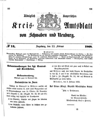 Königlich Bayerisches Kreis-Amtsblatt von Schwaben und Neuburg Mittwoch 12. Februar 1868