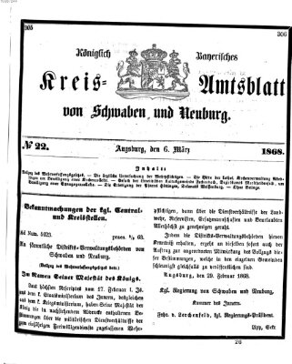 Königlich Bayerisches Kreis-Amtsblatt von Schwaben und Neuburg Freitag 6. März 1868