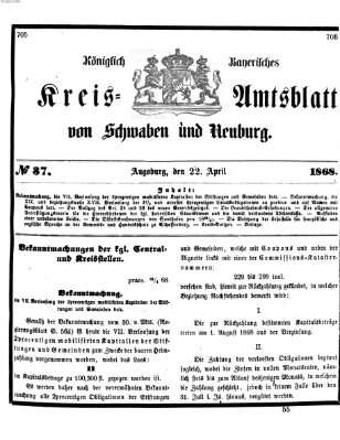 Königlich Bayerisches Kreis-Amtsblatt von Schwaben und Neuburg Mittwoch 22. April 1868