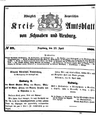 Königlich Bayerisches Kreis-Amtsblatt von Schwaben und Neuburg Mittwoch 29. April 1868