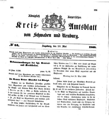 Königlich Bayerisches Kreis-Amtsblatt von Schwaben und Neuburg Sonntag 10. Mai 1868