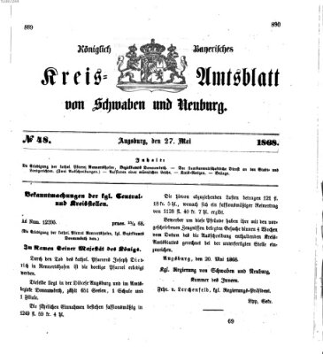 Königlich Bayerisches Kreis-Amtsblatt von Schwaben und Neuburg Mittwoch 27. Mai 1868