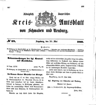 Königlich Bayerisches Kreis-Amtsblatt von Schwaben und Neuburg Samstag 30. Mai 1868