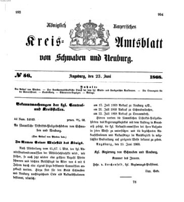 Königlich Bayerisches Kreis-Amtsblatt von Schwaben und Neuburg Dienstag 23. Juni 1868