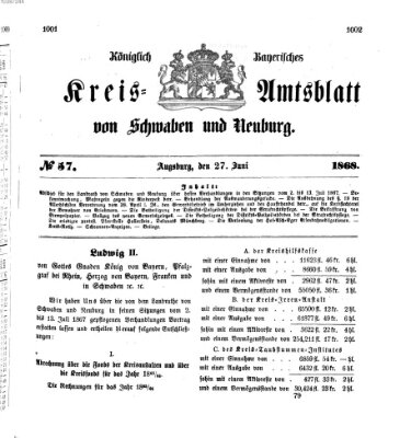 Königlich Bayerisches Kreis-Amtsblatt von Schwaben und Neuburg Samstag 27. Juni 1868