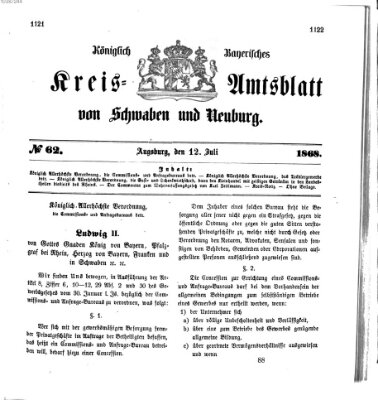 Königlich Bayerisches Kreis-Amtsblatt von Schwaben und Neuburg Sonntag 12. Juli 1868