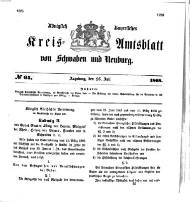 Königlich Bayerisches Kreis-Amtsblatt von Schwaben und Neuburg Donnerstag 16. Juli 1868