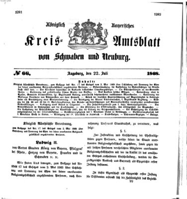 Königlich Bayerisches Kreis-Amtsblatt von Schwaben und Neuburg Mittwoch 22. Juli 1868