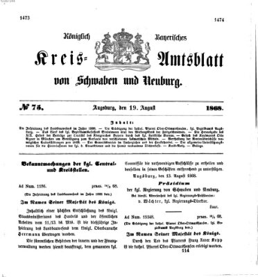 Königlich Bayerisches Kreis-Amtsblatt von Schwaben und Neuburg Mittwoch 19. August 1868