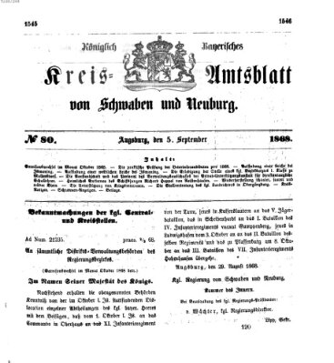 Königlich Bayerisches Kreis-Amtsblatt von Schwaben und Neuburg Samstag 5. September 1868