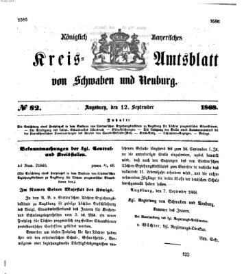 Königlich Bayerisches Kreis-Amtsblatt von Schwaben und Neuburg Samstag 12. September 1868