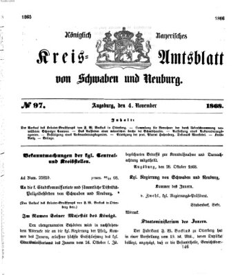 Königlich Bayerisches Kreis-Amtsblatt von Schwaben und Neuburg Mittwoch 4. November 1868