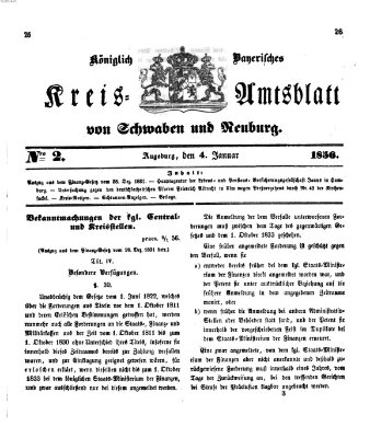 Königlich Bayerisches Kreis-Amtsblatt von Schwaben und Neuburg Freitag 4. Januar 1856