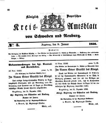 Königlich Bayerisches Kreis-Amtsblatt von Schwaben und Neuburg Dienstag 8. Januar 1856