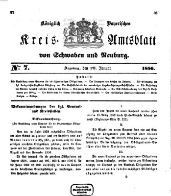 Königlich Bayerisches Kreis-Amtsblatt von Schwaben und Neuburg Dienstag 22. Januar 1856