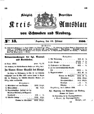 Königlich Bayerisches Kreis-Amtsblatt von Schwaben und Neuburg Dienstag 12. Februar 1856