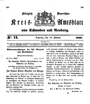 Königlich Bayerisches Kreis-Amtsblatt von Schwaben und Neuburg Freitag 15. Februar 1856