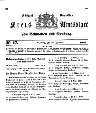 Königlich Bayerisches Kreis-Amtsblatt von Schwaben und Neuburg Dienstag 26. Februar 1856