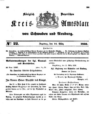 Königlich Bayerisches Kreis-Amtsblatt von Schwaben und Neuburg Freitag 14. März 1856