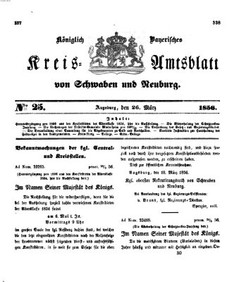 Königlich Bayerisches Kreis-Amtsblatt von Schwaben und Neuburg Mittwoch 26. März 1856