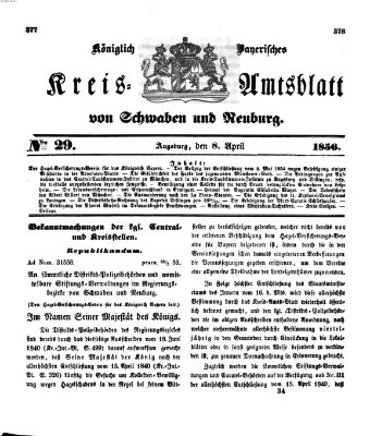 Königlich Bayerisches Kreis-Amtsblatt von Schwaben und Neuburg Dienstag 8. April 1856