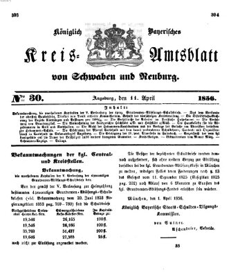 Königlich Bayerisches Kreis-Amtsblatt von Schwaben und Neuburg Freitag 11. April 1856