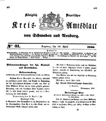 Königlich Bayerisches Kreis-Amtsblatt von Schwaben und Neuburg Dienstag 15. April 1856