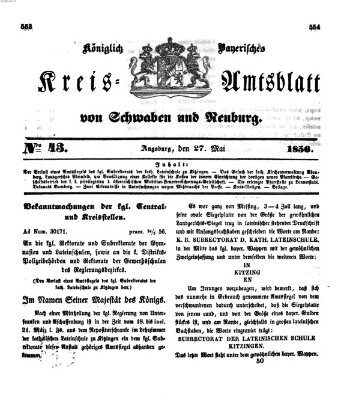 Königlich Bayerisches Kreis-Amtsblatt von Schwaben und Neuburg Dienstag 27. Mai 1856