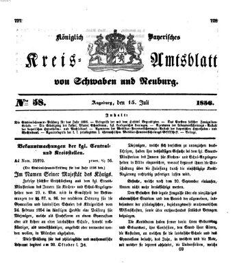 Königlich Bayerisches Kreis-Amtsblatt von Schwaben und Neuburg Dienstag 15. Juli 1856