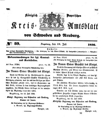 Königlich Bayerisches Kreis-Amtsblatt von Schwaben und Neuburg Freitag 18. Juli 1856