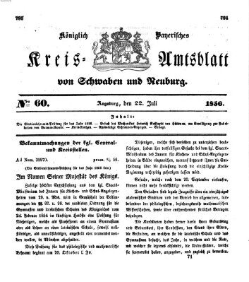 Königlich Bayerisches Kreis-Amtsblatt von Schwaben und Neuburg Dienstag 22. Juli 1856