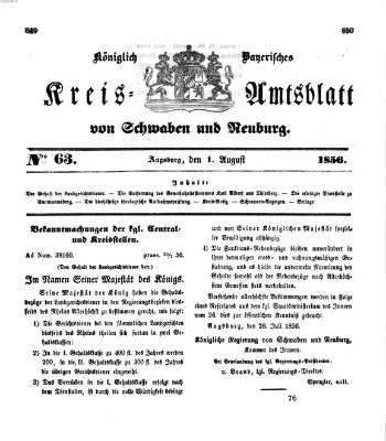 Königlich Bayerisches Kreis-Amtsblatt von Schwaben und Neuburg Freitag 1. August 1856