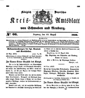 Königlich Bayerisches Kreis-Amtsblatt von Schwaben und Neuburg Dienstag 12. August 1856