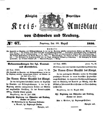 Königlich Bayerisches Kreis-Amtsblatt von Schwaben und Neuburg Samstag 16. August 1856