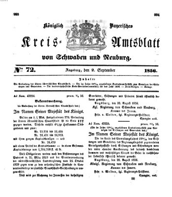 Königlich Bayerisches Kreis-Amtsblatt von Schwaben und Neuburg Dienstag 2. September 1856