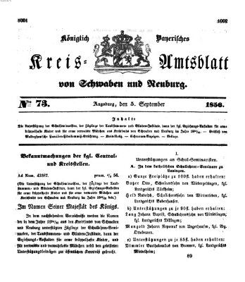 Königlich Bayerisches Kreis-Amtsblatt von Schwaben und Neuburg Freitag 5. September 1856