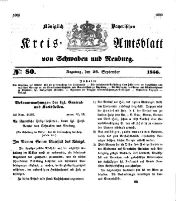 Königlich Bayerisches Kreis-Amtsblatt von Schwaben und Neuburg Freitag 26. September 1856