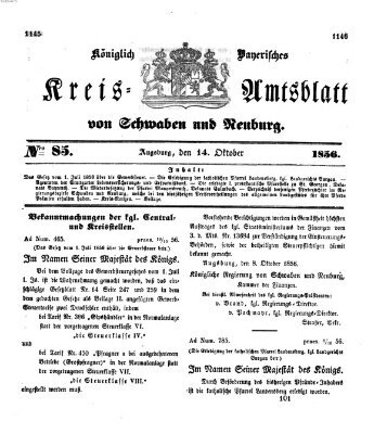 Königlich Bayerisches Kreis-Amtsblatt von Schwaben und Neuburg Dienstag 14. Oktober 1856