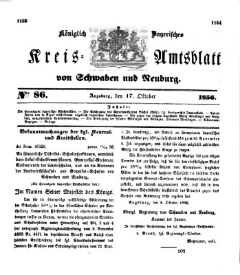 Königlich Bayerisches Kreis-Amtsblatt von Schwaben und Neuburg Freitag 17. Oktober 1856