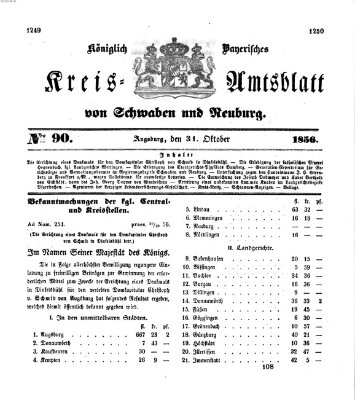 Königlich Bayerisches Kreis-Amtsblatt von Schwaben und Neuburg Freitag 31. Oktober 1856