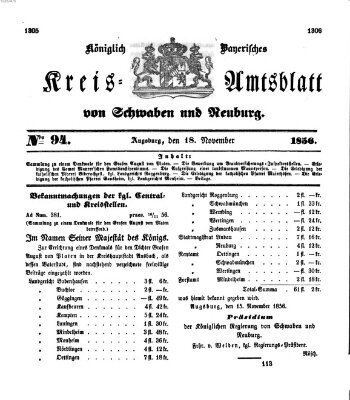 Königlich Bayerisches Kreis-Amtsblatt von Schwaben und Neuburg Dienstag 18. November 1856