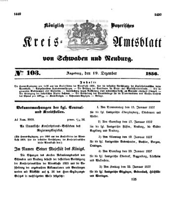 Königlich Bayerisches Kreis-Amtsblatt von Schwaben und Neuburg Freitag 19. Dezember 1856