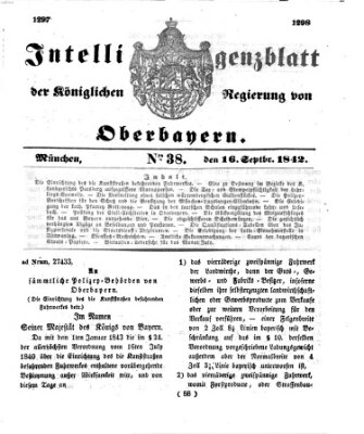 Intelligenzblatt der Königlichen Regierung von Oberbayern (Münchner Intelligenzblatt) Freitag 16. September 1842