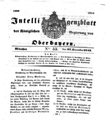 Intelligenzblatt der Königlichen Regierung von Oberbayern (Münchner Intelligenzblatt) Dienstag 27. Dezember 1842