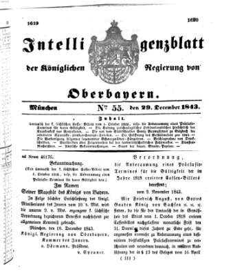 Intelligenzblatt der Königlichen Regierung von Oberbayern (Münchner Intelligenzblatt) Freitag 29. Dezember 1843