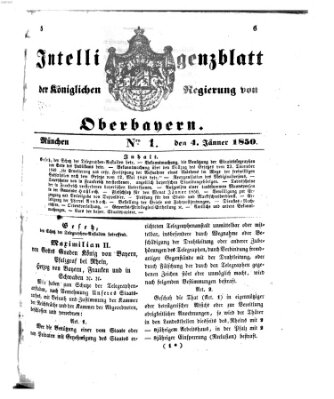 Intelligenzblatt der Königlichen Regierung von Oberbayern (Münchner Intelligenzblatt) Freitag 4. Januar 1850